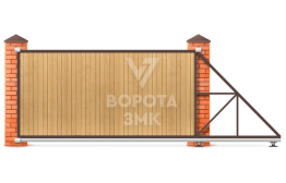 Ворота деревянные откатные 2000×2100 ЗМК-7687