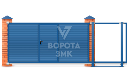Откатные ворота под ключ с калиткой 4000×2000 ЗМК-7617