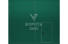 Противопожарные ворота EI-30 4500×5000 с калиткой ЗМК-4855